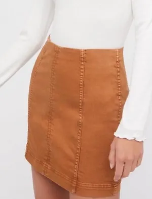 Free People Skirt Size 4 Modern Femme Vegan Leather Mini Camel Tan High Waisted thumbnail 1