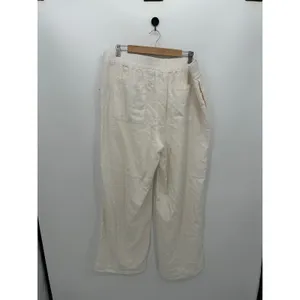 Old Navy Womens White Wide Leg High‎ Rise Linen Blend Pants Size XL Stretch Pull thumbnail 2