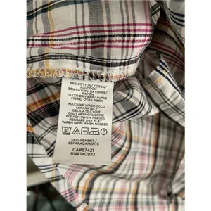 LOFT Multicolor Plaid Ruffle Collar V-Neck Button-Up Long Sleeve Top Preppy M thumbnail 6