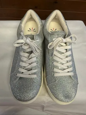 Isaac Mizrahi Live! Silver Glitter Lace-Up Sneakers Womans Sz 7 NWOB thumbnail 6