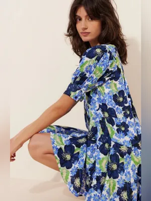 NWT Free People Moon Chaser Tiered Floral Puff Sleeve Collared Shift Minidress thumbnail 2