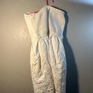Hollister Y2K White Strapless Sheath Dress for Weddings Size Small thumbnail 4