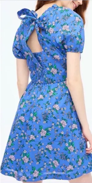 JCrew Factory Blue Floral Tie-Back Floral Dress Size 2 vacation resort wear thumbnail 1