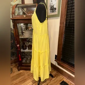 FEATHER Yellow Boho Embroidered Tiered Maxi Dress Plus 2X Coastal Summer Rayon thumbnail 5