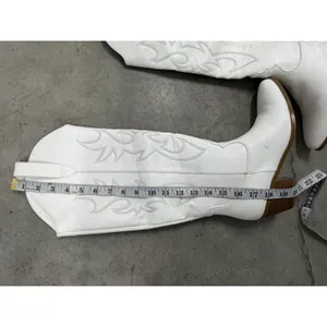 Women's White Western Cowboy Cowgirl Knee-High Boots Pointed Toe Embroidered - 9 thumbnail 3