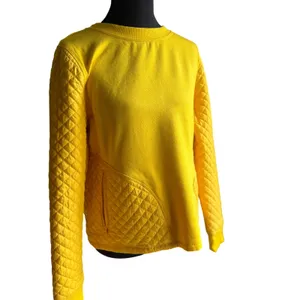 T by Talbots Yellow Quilted Sweatshirt Small Golf Pullover Stretch Athleisure thumbnail 2