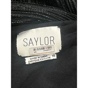 Saylor Alora Dress in Black Metallic Womens Plisse One Shoulder Midi thumbnail 9