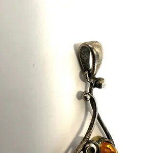 Sterling silver Baltic amber pendant Silver thumbnail 3