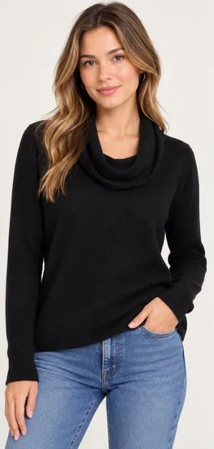 Joie 100% Cashmere Cowl Neck Sweater Black Long Sleeve Women's Size Small thumbnail 1