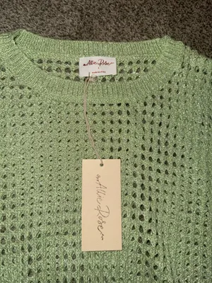 Allie Rose Green Metallic Open Knit Sweater Vest Size L thumbnail 3