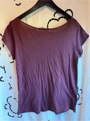 Brandy Melville Burgundy Deep V Neck Tee One Size Cotton Y2K Soft Basic Top Wear thumbnail 3