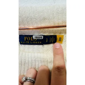 POLO RALPH LAUREN Off-White Wool Cashmere Blend Off Shoulder Sweater size Small thumbnail 5