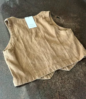 Stitch + Feather Brown Button Down Vest Top Size M thumbnail 2