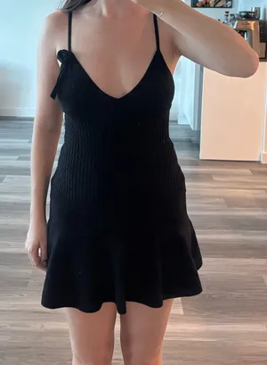 Amazon Black knit fit and flare mini dress thumbnail 1