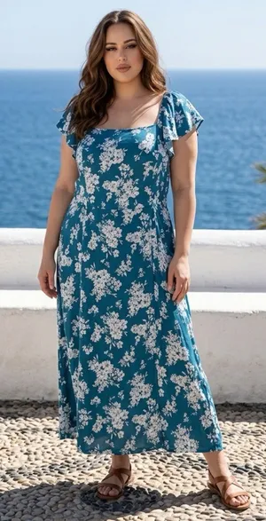 Old Navy Floral Maxi Dress Womens 3X Cottagecore Milkmaid Vacation Travel Fairy thumbnail 1
