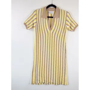 Rue Stiic Womens Dress Yellow Mini Sweater V Neck Striped Short Sleeve Size XS thumbnail 5