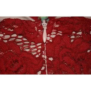 Lace Dress Women Small Red Excellent Flutter Sleeve Tiered Ruffle Mini thumbnail 5