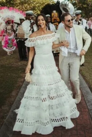 White Wedding Maxi Dress Size M thumbnail 1