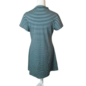 Free People Beach On The Line Ponte Mini Dress Large‎ Navy Mint Striped Casual thumbnail 7