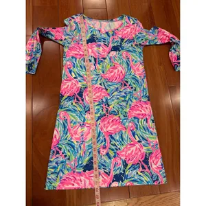Lilly Pulitzer Dress‎ Womens Pink Blue Flamingo Pima Cotton Knit Shift XXS thumbnail 7