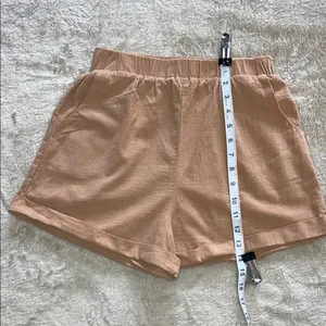 12th Tribe Tan High Waist Shorts with Elastic‎ Waistband thumbnail 4
