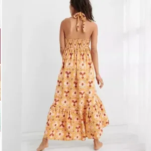 NEW Aerie Braided Halter Hi-lo Midi Maxi Dress Mustard Yellow thumbnail 2