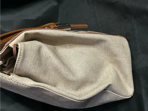 Koltov Women’s Classic Neutral Canvas Tote Shoulder Bag with Brown Trim thumbnail 8