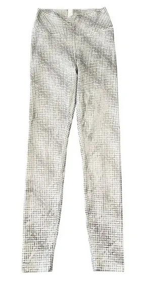 Peloton Womens‎ Metallic Silver Geometric Dot High Waist Workout Leggings Size M thumbnail 1