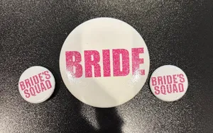 Bride and Bride Squad Pins Bachelorette Party Decor White thumbnail 1