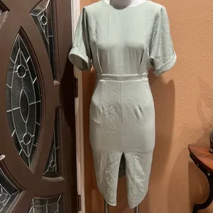 Asos mint green short sleeve midi dress nwt thumbnail 2
