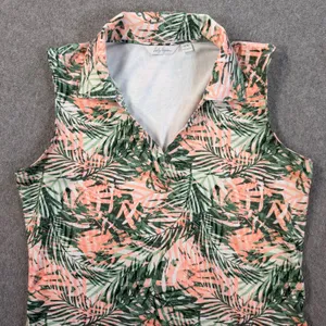 Lady Hagen Women's XS Sleeveless Golf Polo Shirt Tropical Palm Print Performance thumbnail 3