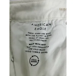 Womans Excellent Condition American Eagle Stretch Mom White Jeans 14 L thumbnail 4