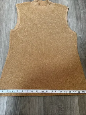 Tahari ASL Camel/Gold Sleeveless Mock Neck Sweater Size 8 NWT Sophisticated Boho thumbnail 11