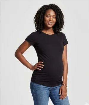 2Pk NEW Maternity Ingrid & Isabel Black Crew Neck T-Shirt Size M Non-Ruched thumbnail 2