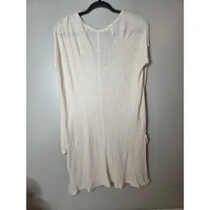 Free People Women’s Large Cream Waffle Knit Long Sleeve Tunic Pullover Top thumbnail 3