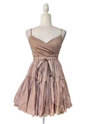 Vintage “Nelli USA” 100% Cotton Mini Dress in Taupe thumbnail 2