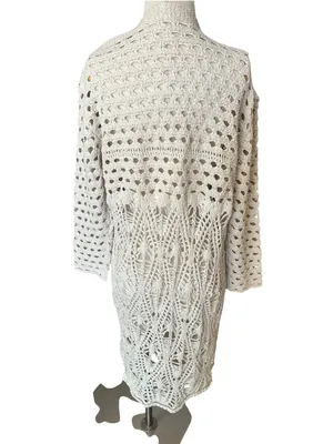 Natural Life Abigail open crochet duster coastal boho S/M thumbnail 5