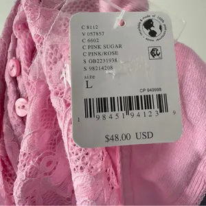 Free People Lace Corsette Style Tank Top Pink Sugar Crop Casual Cropped Buttons thumbnail 7