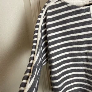 Madewell Gray White Striped Textured Cotton Top Back Zip Medium thumbnail 8