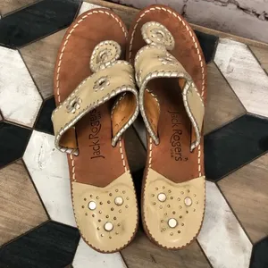 Jack Rogers Hamptons Leather‎ Sandal In Beige Tan thumbnail 4