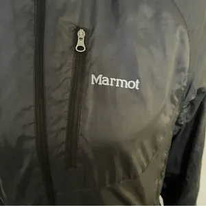 Marmot Jacket Full Zip Wind Rain Fleece Lined Lightweight Packable Pockets Black thumbnail 6