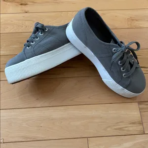 Superga Gray Canvas Platform Sneakers thumbnail 5