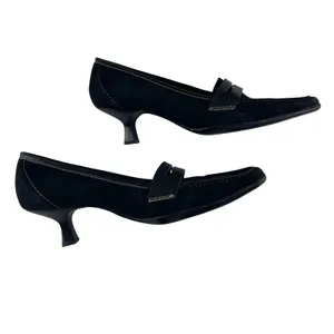 Aerosoles Black Suede Loafer‎ Women's 9.5M Square Toe Low Kitten Heel Shoes thumbnail 5