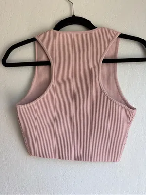 Aritzia Babaton Sculpt Knit Muscle Cropped Tank pink Stretch Size small thumbnail 3
