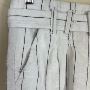 Abercrombie & Fitch Linen Belted High Waist‎ Black & White Stripe Shorts Sz Sml thumbnail 5