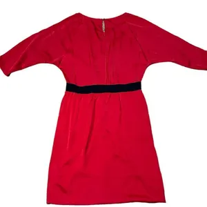 BCBGMAXAZRIA Red Iselin Midi Drape Dress Size Small thumbnail 6