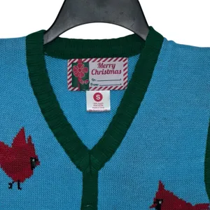 Merry Christmas Woman's Sweater Vest V‎ Neck Cardinal Button Down Size Small thumbnail 3