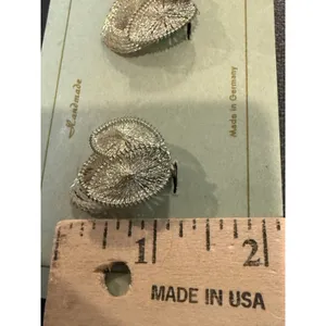 Womens Clip On Earrings Silver‎ Tone Mesh Wire Floral Western Germany Vintage thumbnail 4