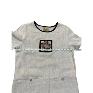 Blue Cactus vintage linen beige minimalist lagenlook maxi‎ dress sz small thumbnail 6