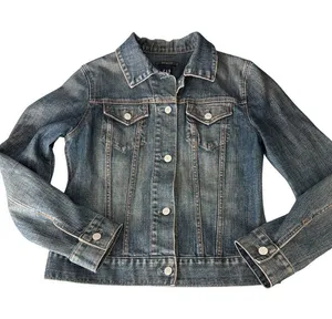 Gap Denim Jean Jacket Blue Stretch Silver Hardware Buttons Size Medium thumbnail 1